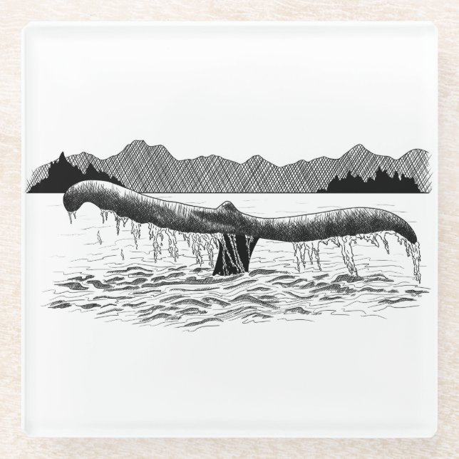 The Whale's Tail Glass Coaster (Front)