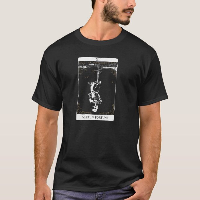 The Wheel Of Fortune Skeleton Tarot Card Halloween T-Shirt (Front)