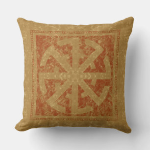 The Wheel of Svarog: A Slavic Celestial Amulet Throw Pillow