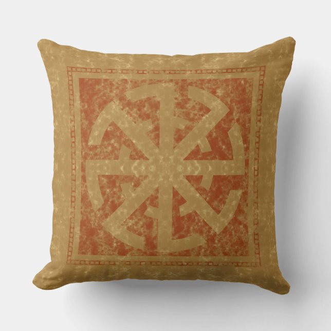 The Wheel of Svarog: A Slavic Celestial Amulet Throw Pillow (Front)