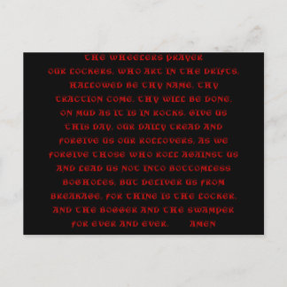 THE WHEELERS PRAYER post card