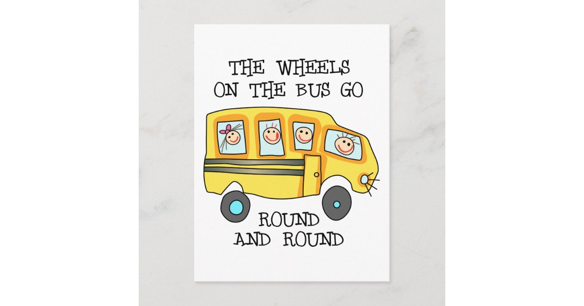 The Wheels On the Bus Postcard | Zazzle