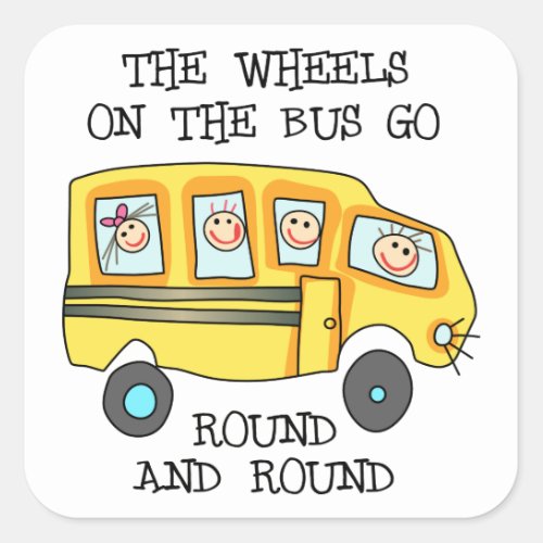 The Wheels On the Bus Square Sticker