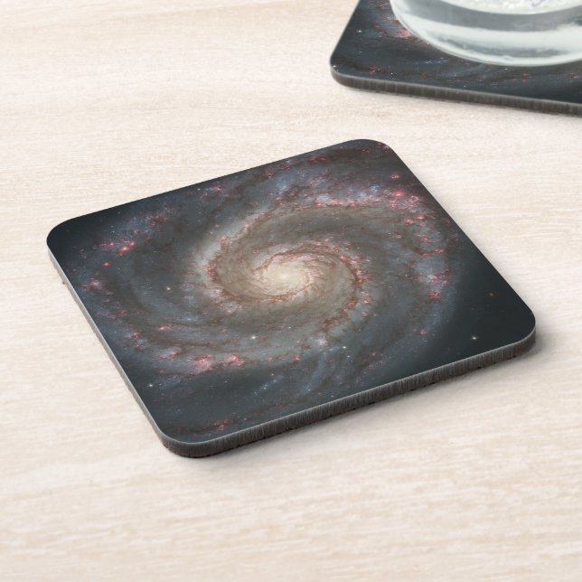 The Whirlpool Galaxy M51 & Companion in Space Beverage Coaster (Left Side)