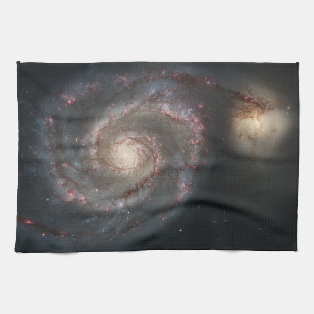 The Whirlpool Galaxy M51 & Companion in Space Kitchen Towel (Horizontal)