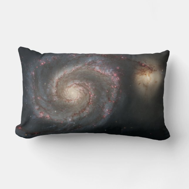 The Whirlpool Galaxy M51 & Companion in Space Lumbar Pillow (Front)