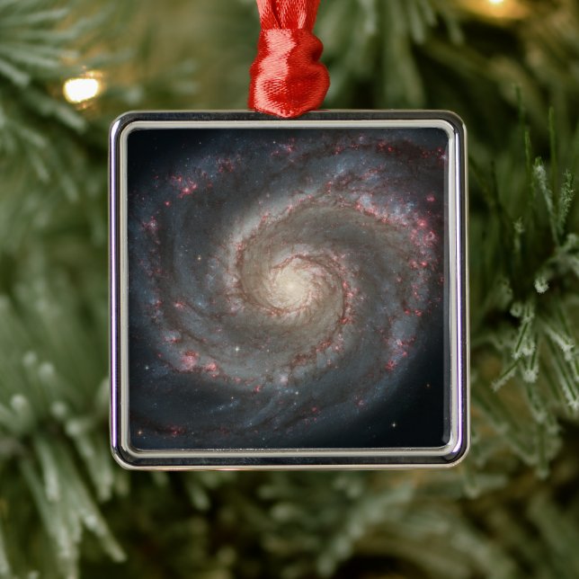 The Whirlpool Galaxy M51 & Companion in Space Metal Ornament (Tree)