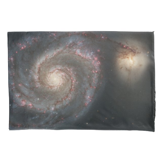 The Whirlpool Galaxy M51 & Companion in Space Pillow Case (Front-Left)