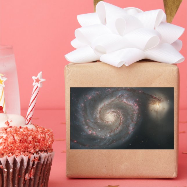 The Whirlpool Galaxy M51 & Companion in Space Rectangular Sticker (Party)