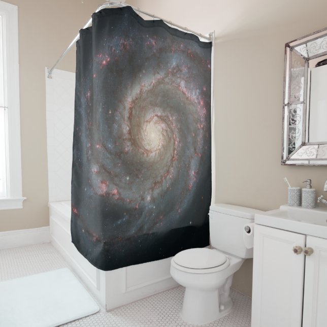 The Whirlpool Galaxy M51 & Companion in Space Shower Curtain (In Situ)
