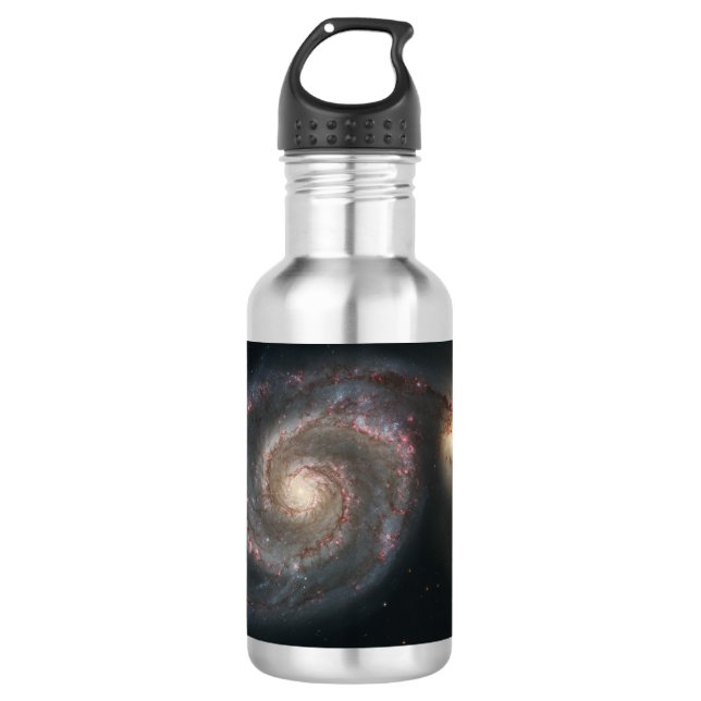 The Whirlpool Galaxy M51 & Companion in Space Stainless Steel Water Bottle (Front)
