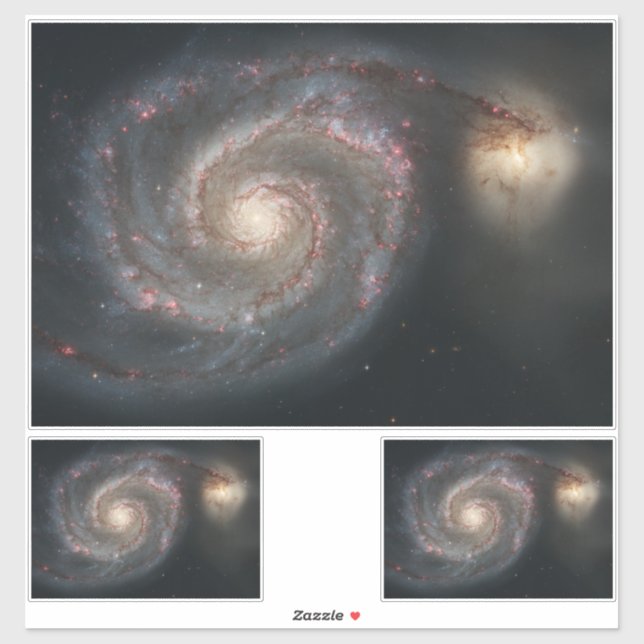 The Whirlpool Galaxy M51 & Companion in Space Sticker (Sheet)
