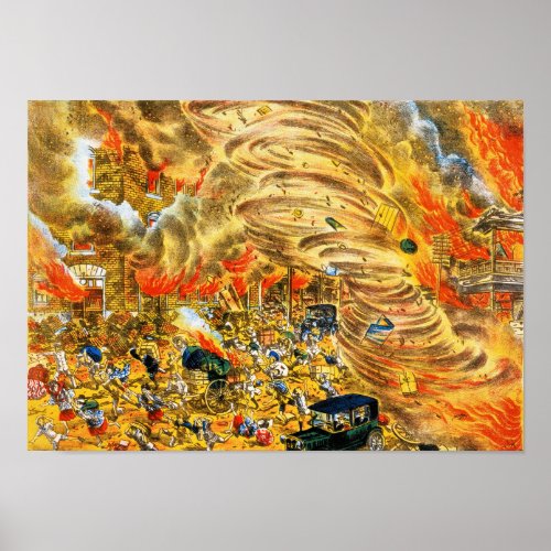 The whirlwind of fire attacked Yoshiwara street Poster