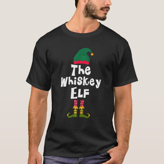 The Whiskey Elf Christmas Funny Pajama Family Matc T-Shirt (Front)