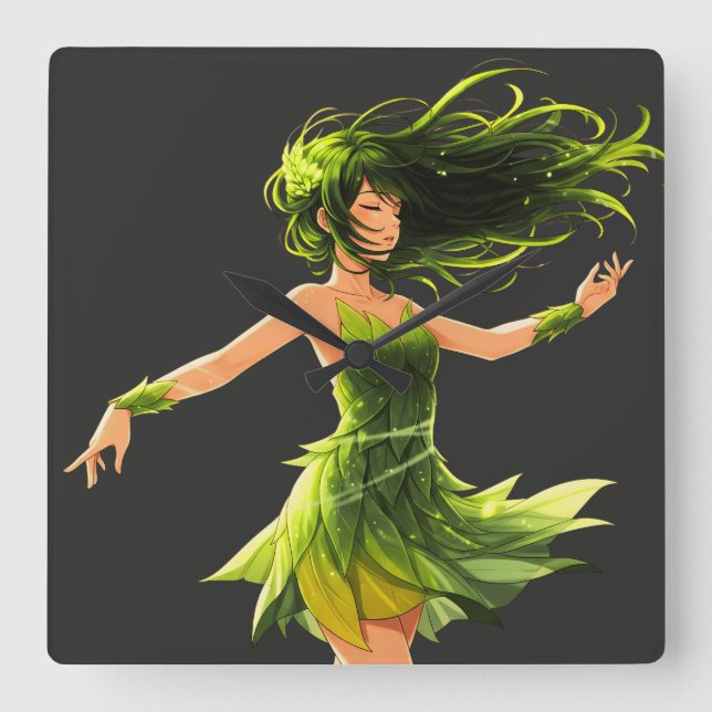 The Whisper of the Wind Square Wall Clock (Front)