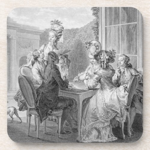 The Whist Party 1783 engraved by Jean Dambrun 1 Beverage Coaster