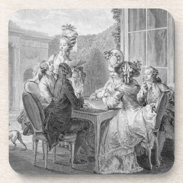 The Whist Party, 1783, engraved by Jean Dambrun (1 Beverage Coaster (Front)