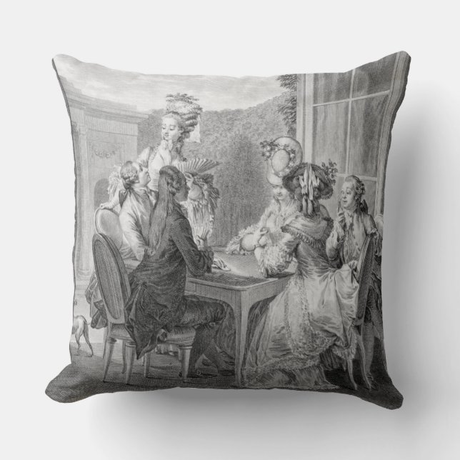 The Whist Party, 1783, engraved by Jean Dambrun (1 Throw Pillow (Front)