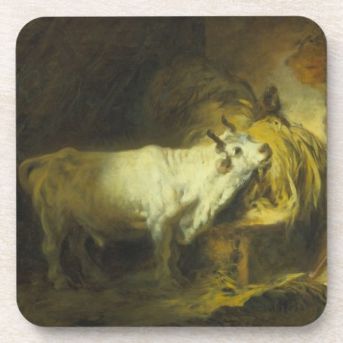 The White Bull in the Stable oil on canvas Beverage Coaster