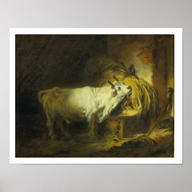 The White Bull in the Stable (oil on canvas) Poster (Front)