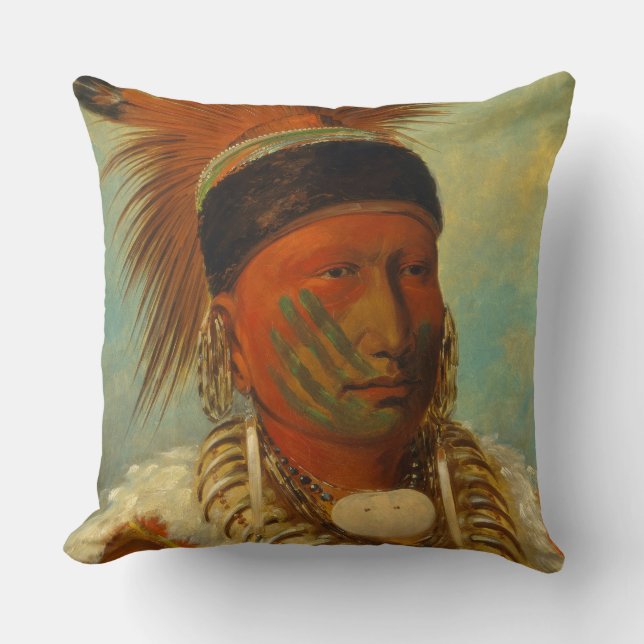 The White Cloud, Head Chief of the Iowas Throw Pillow (Front)
