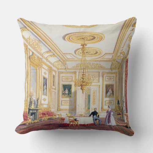 The White Drawing Room at Windsor Castle colour l Throw Pillow