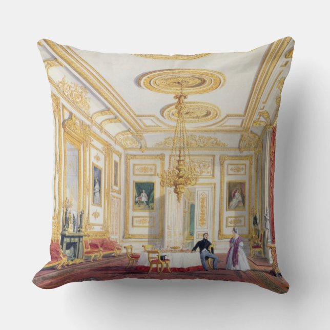 The White Drawing Room at Windsor Castle (colour l Throw Pillow (Front)