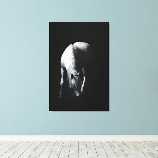 The white horse canvas print (Insitu(Wood Floor))