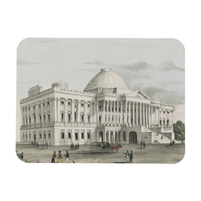 The White House, Capitol at Washington Lithograph Magnet (Horizontal)