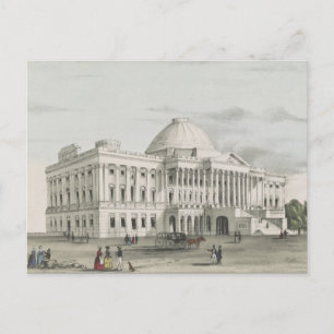 The White House, Capitol at Washington Lithograph Postcard