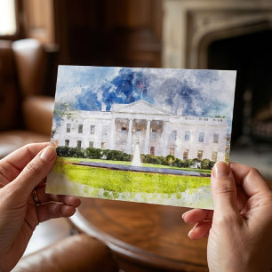 The White House in Washington DC Watercolor Postcard