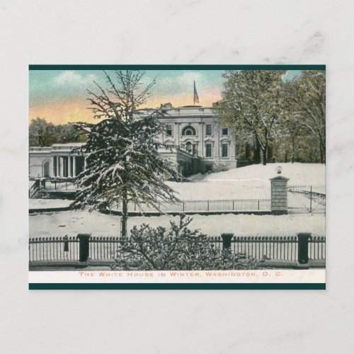 The White House in Winter Washington DC Vintage Postcard