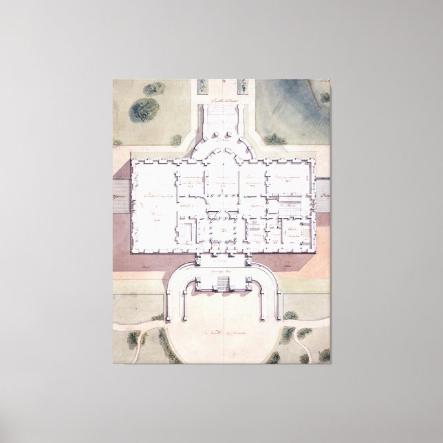 The White House President Washington D.C. Plan Canvas Print (Front)