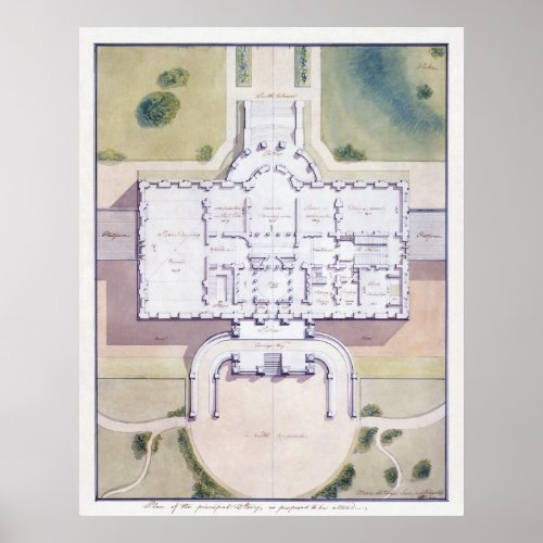 The White House Washington DC Architectural Plan Poster