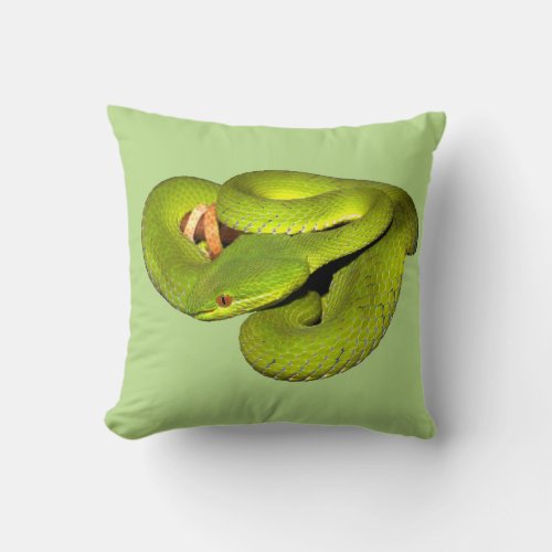 The white_lipped pit viper throw pillow