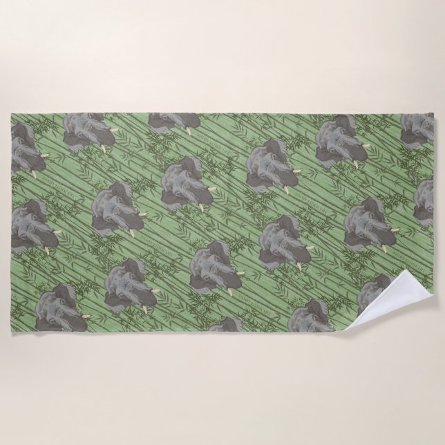 The White Lotus Majestic Elephants Pattern Beach Towel (Front)