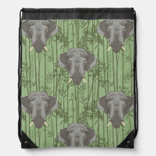 The White Lotus Majestic Elephants Pattern Drawstring Bag