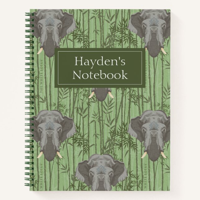 The White Lotus Majestic Elephants Pattern Notebook (Front)