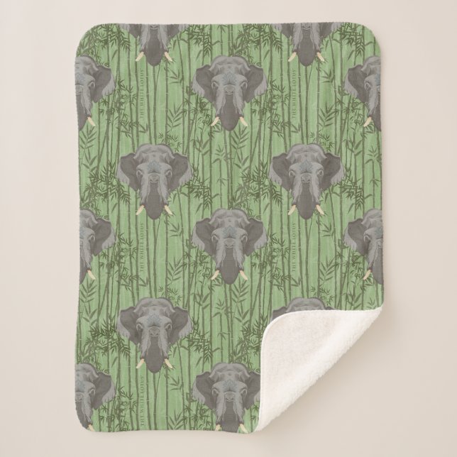 The White Lotus Majestic Elephants Pattern Sherpa Blanket (Front)