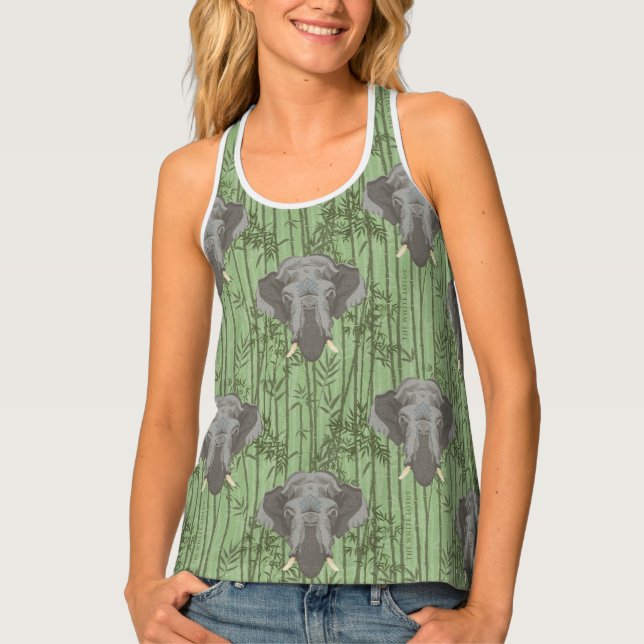 The White Lotus Majestic Elephants Pattern Tank Top (Front)