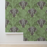 The White Lotus Majestic Elephants Pattern Wallpaper