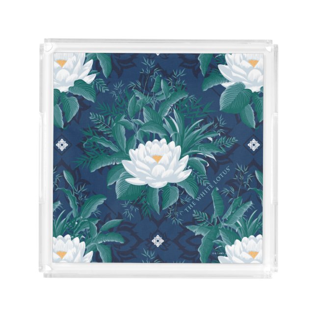 The White Lotus Midnight Lotus Pattern Acrylic Tray (Front)