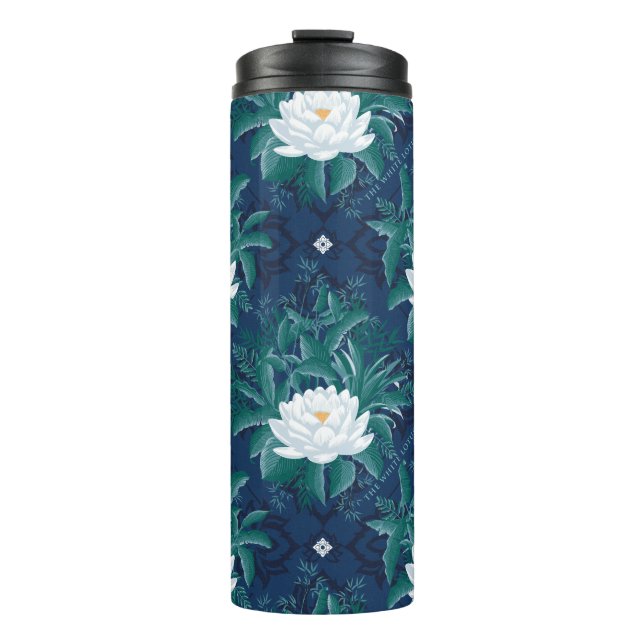 The White Lotus Midnight Lotus Pattern Thermal Tumbler (Front)