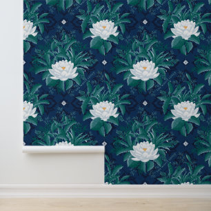 The White Lotus Midnight Lotus Pattern Wallpaper