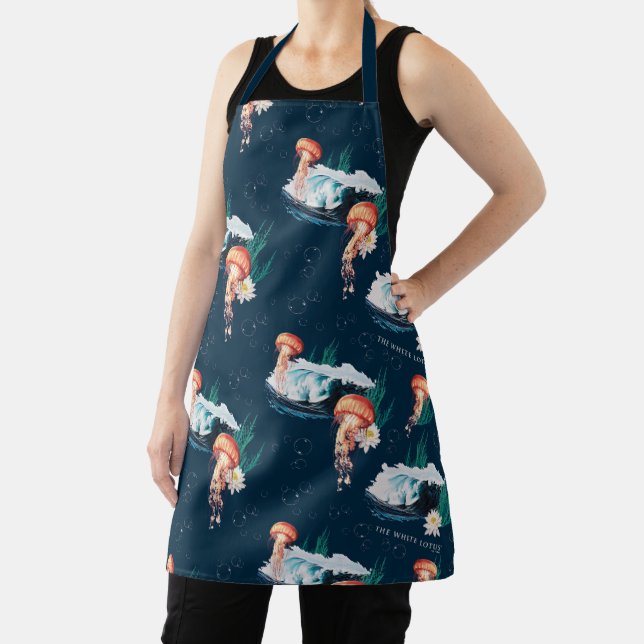 The White Lotus Ocean Jellyfish Pattern Apron (Insitu)