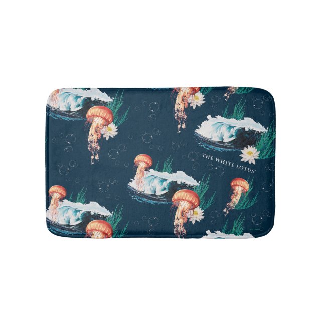 The White Lotus Ocean Jellyfish Pattern Bath Mat (Front)