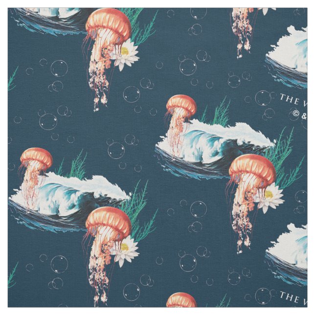 The White Lotus Ocean Jellyfish Pattern Fabric (Swatch)