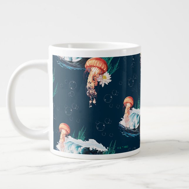 The White Lotus Ocean Jellyfish Pattern Giant Coffee Mug (Left)