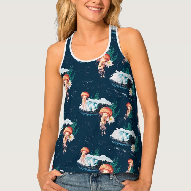 The White Lotus Ocean Jellyfish Pattern Tank Top (Front)