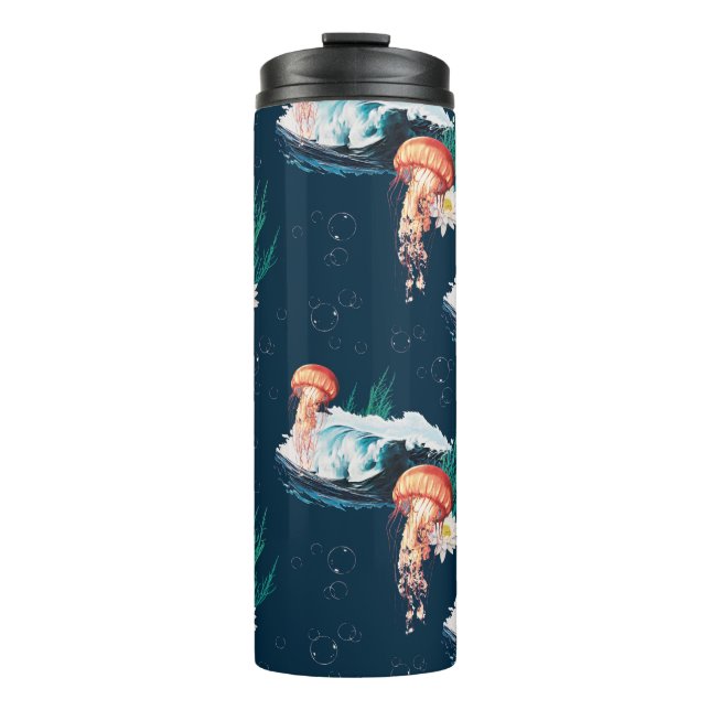 The White Lotus Ocean Jellyfish Pattern Thermal Tumbler (Front)